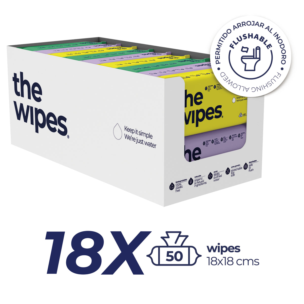 Pack de 18 unidades de toallitas húmedas The Wipes